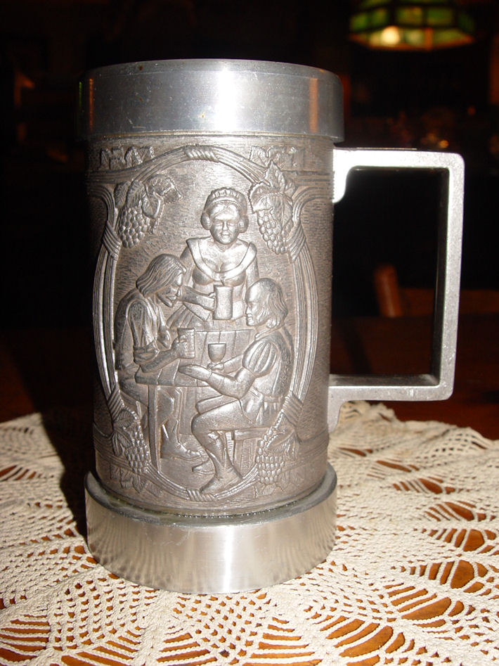 Vintage
                        Castleware Beer Stein Pewter Tone A Skinner Made
                        In Spain Orig. Un-used Condition