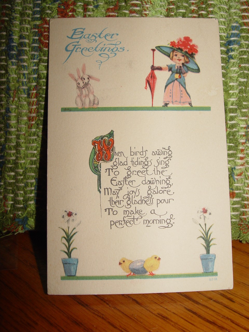 1913 Easter
                                                Postcard ~ S. Berman,
                                                Poem, Lilies, Chicks,
                                                Fashion
