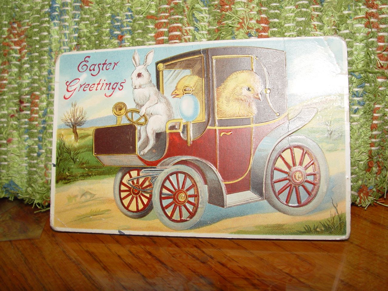 1913 Easter
                                                Greetings Postcard ~
                                                Rabbit driving Antique
                                                Car Auto Ride for
                                                Chicks