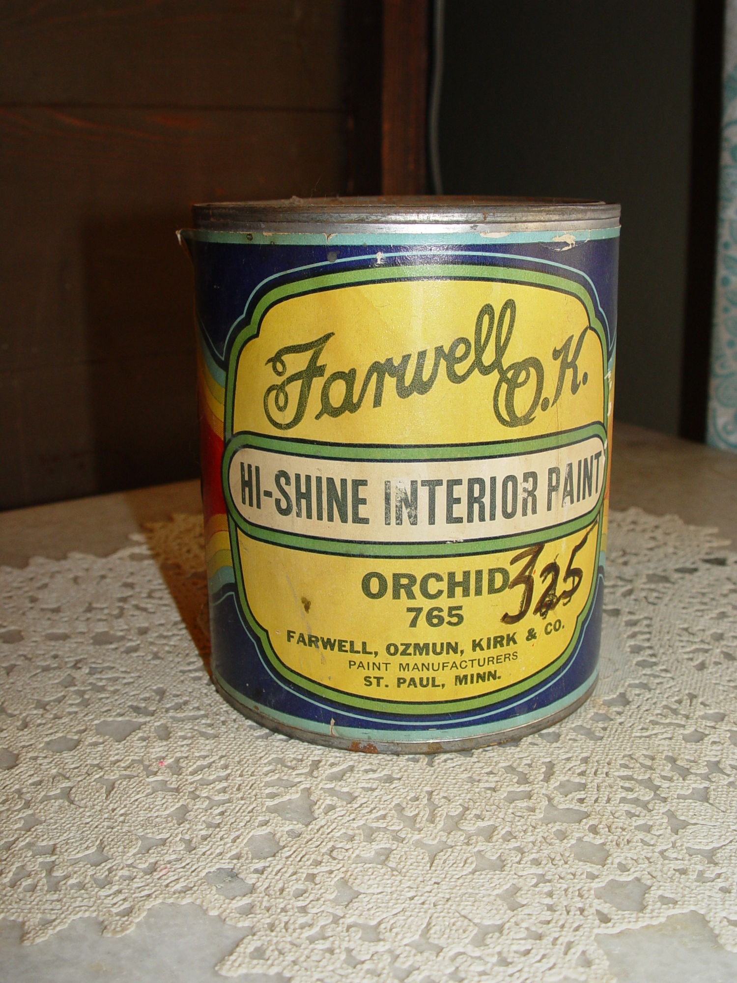 Farwell O.K.
                        Vintage Graphic Tin - Interior Paint St. Paul
                        MN