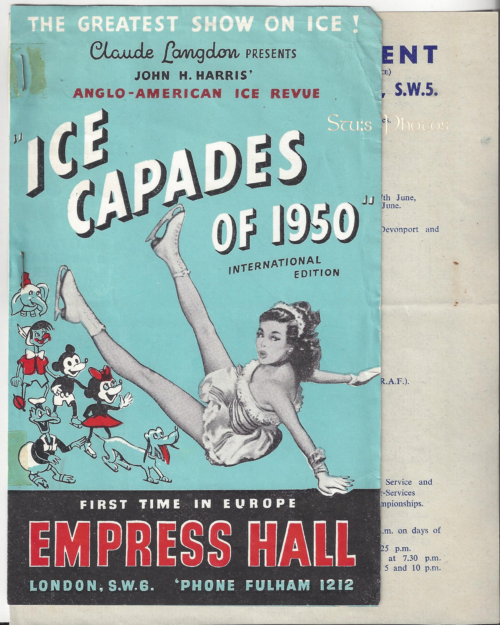 Vintage Ice Capades of 1950 International Edition
                Europe Empress Hall Program