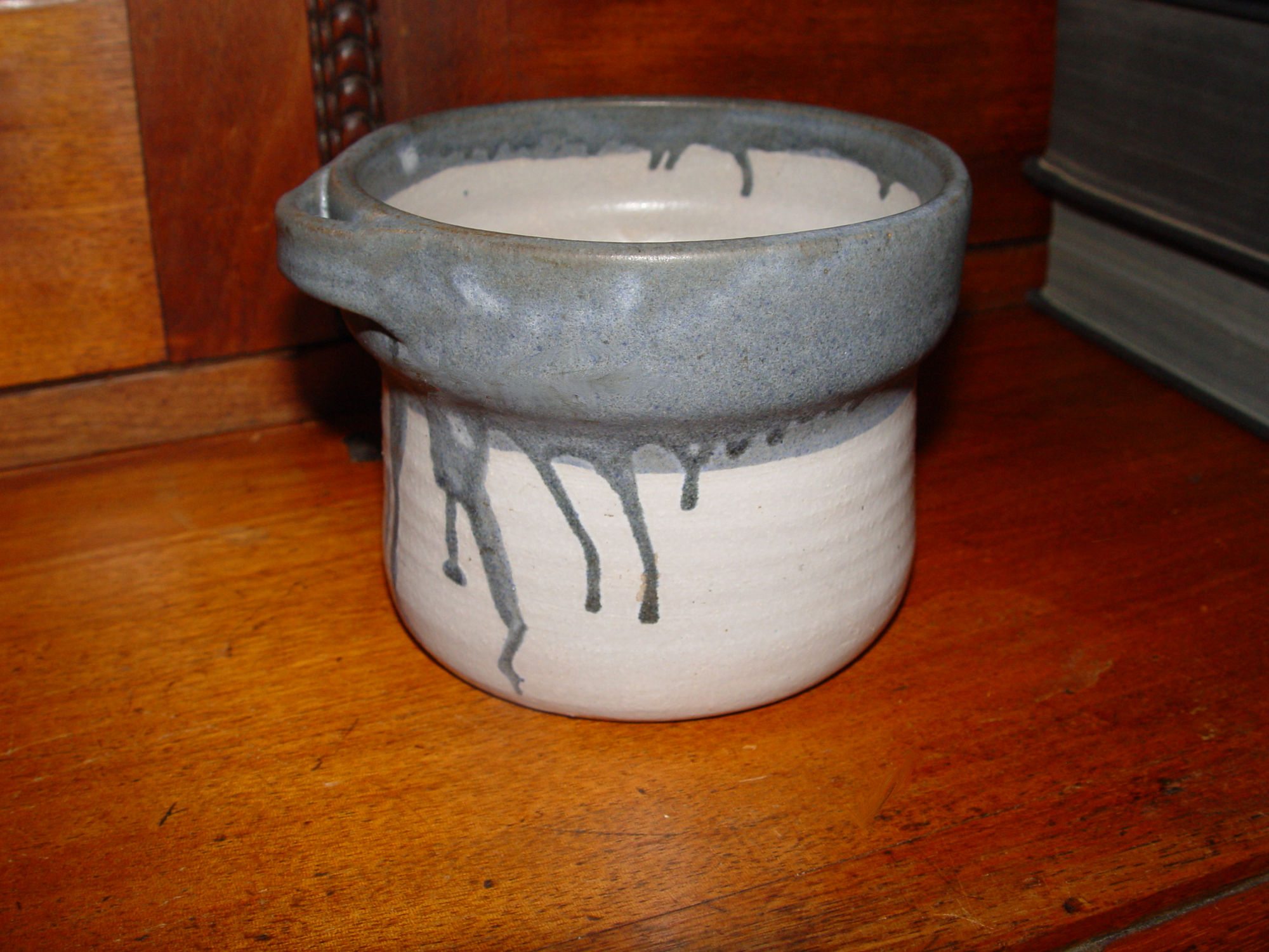 Pretty Studio Pottery Bowl,
                                        Pot Blue & White; Signed
                                        Tourville