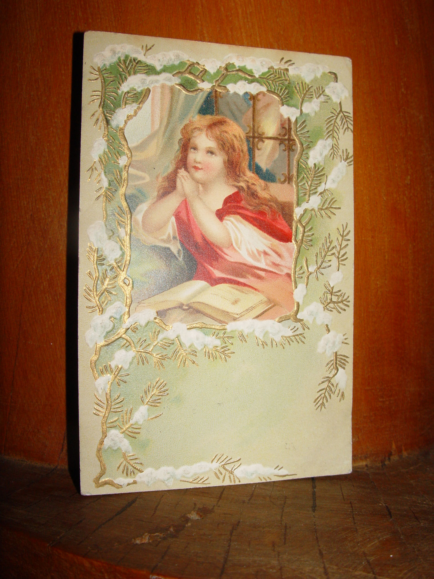 Beautiful
                                                Christmas Victorian
                                                German Religious
                                                Postcard - Young Girl
                                                with Bible