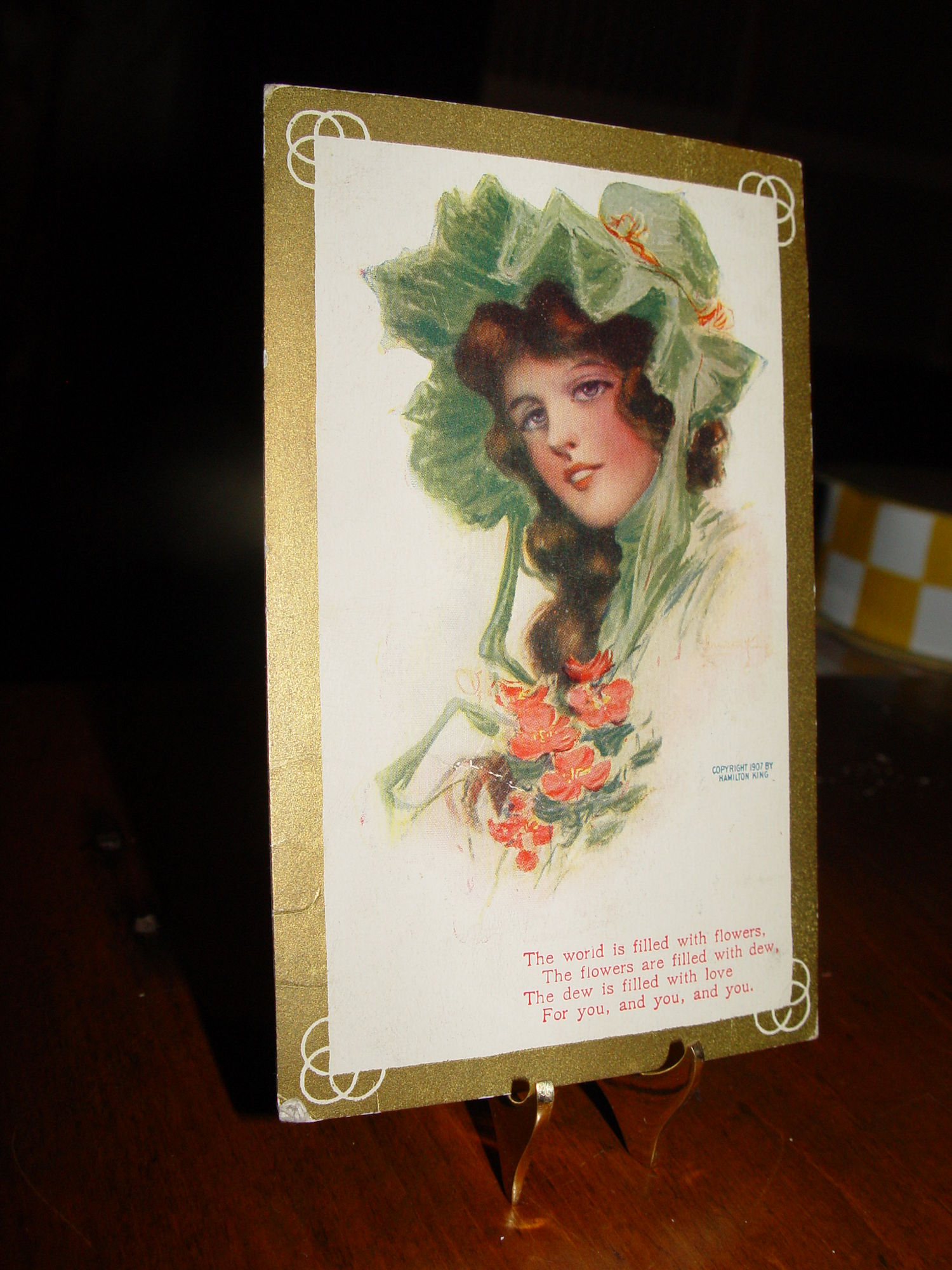 1907 Hamilton
                                                King Girl Green Bonnet
                                                Series 67 Romantic
                                                Postcard