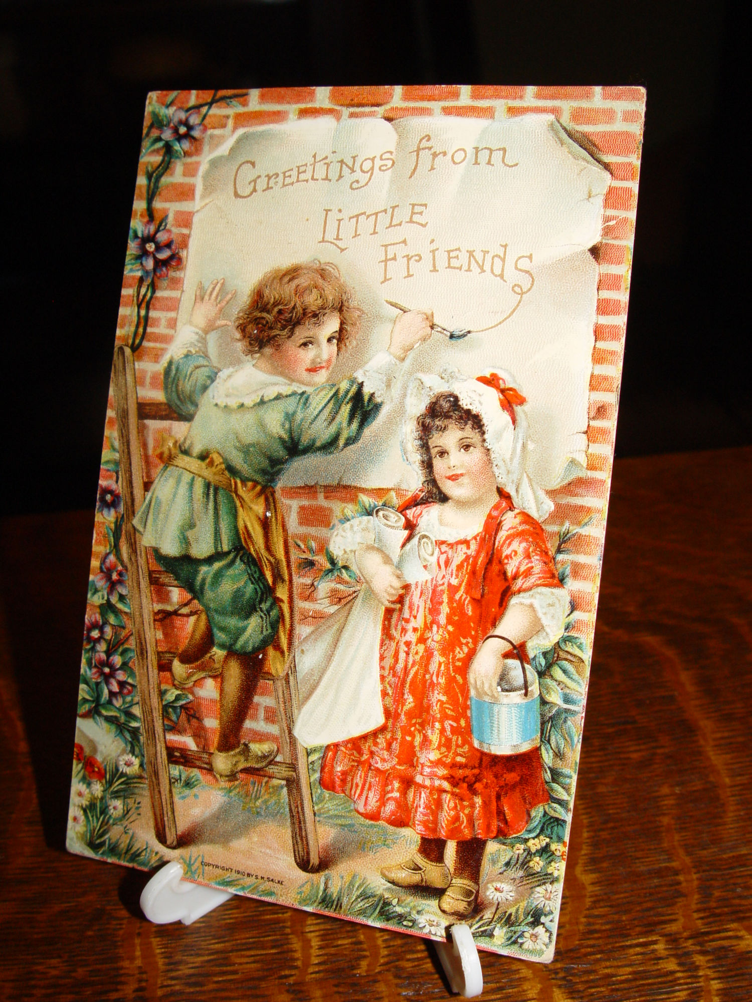 1910 S. M.
                                                Salke Victorian Postcard
                                                'Greetings from Little
                                                Friends'