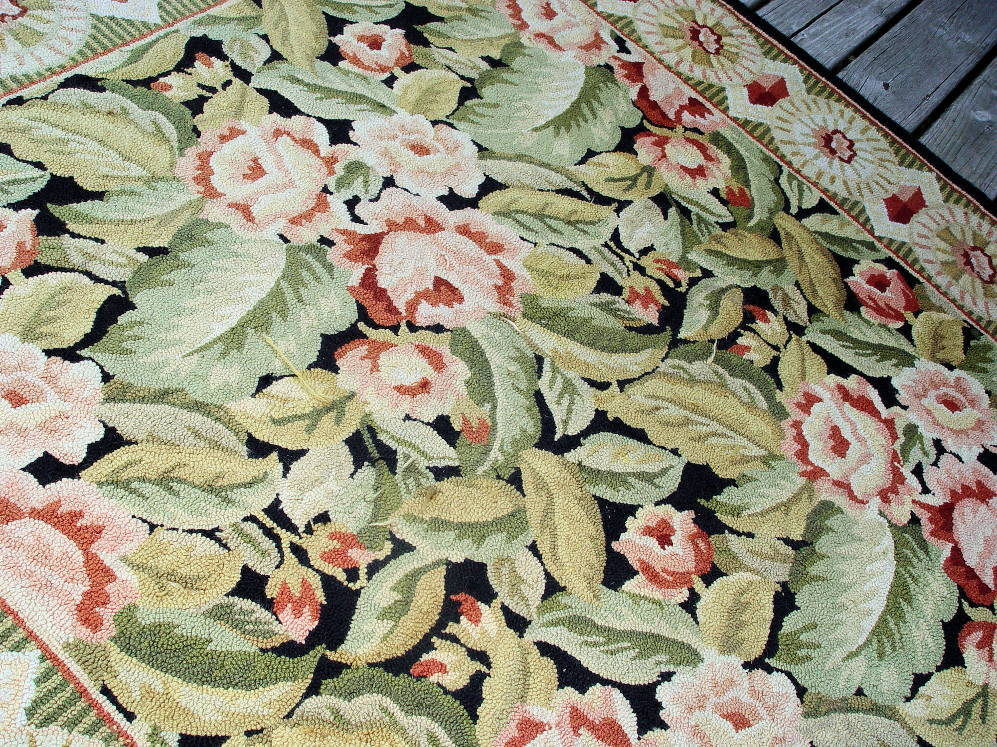American Handmade Antique
                                        Hooked Rug with Fabulous Colors
                                        74X 45