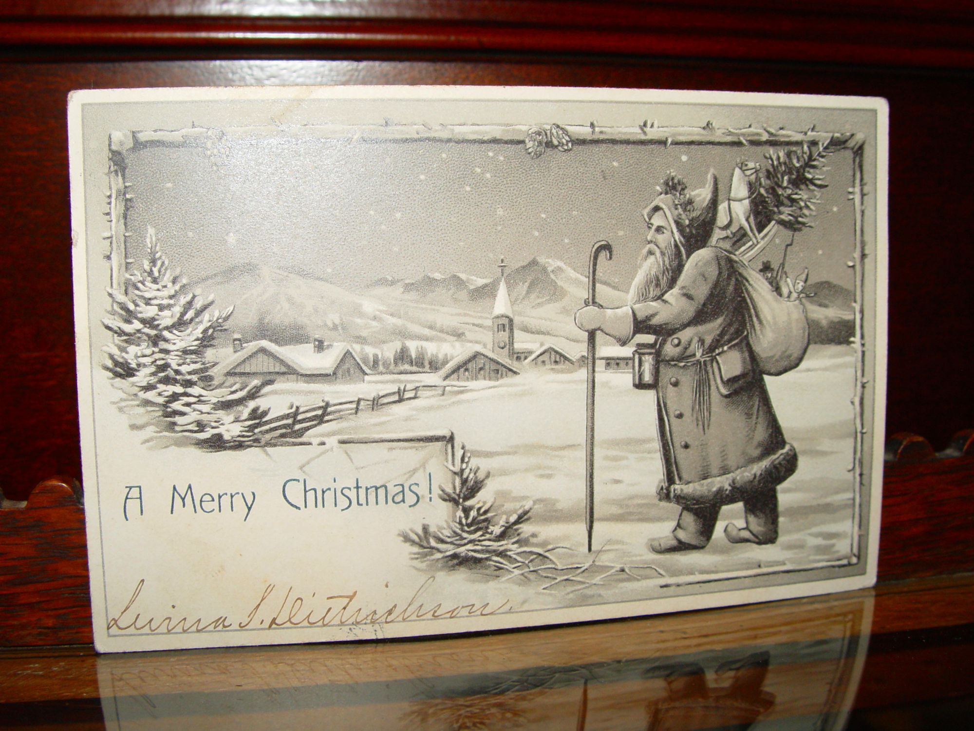 Santa Claus 'A
                                                Merry Christmas' Erika
                                                Nr 2531 Antique B &
                                                W Postcard