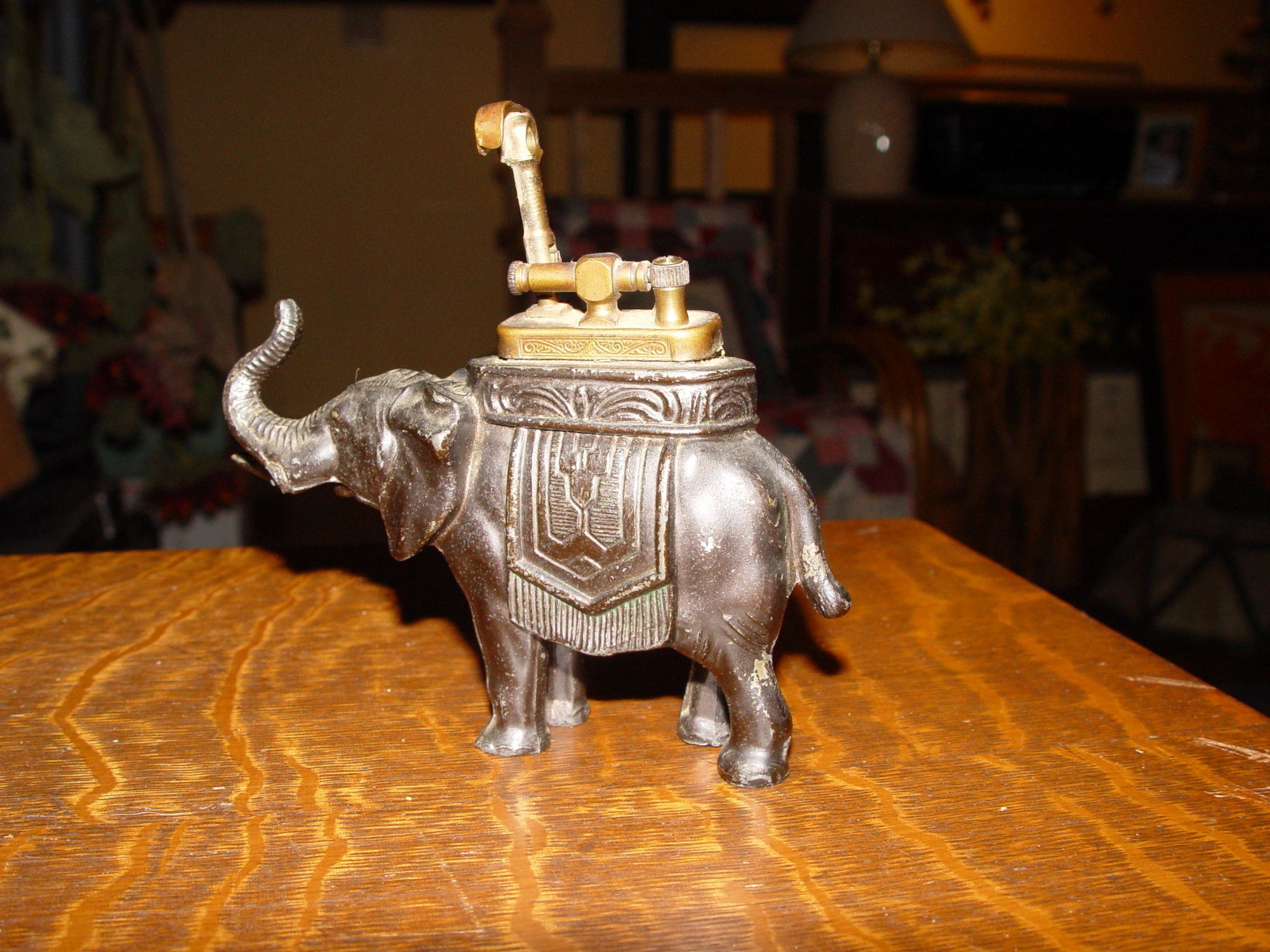 Bronze
                        Figural Lift-Arm Elephant Lighter