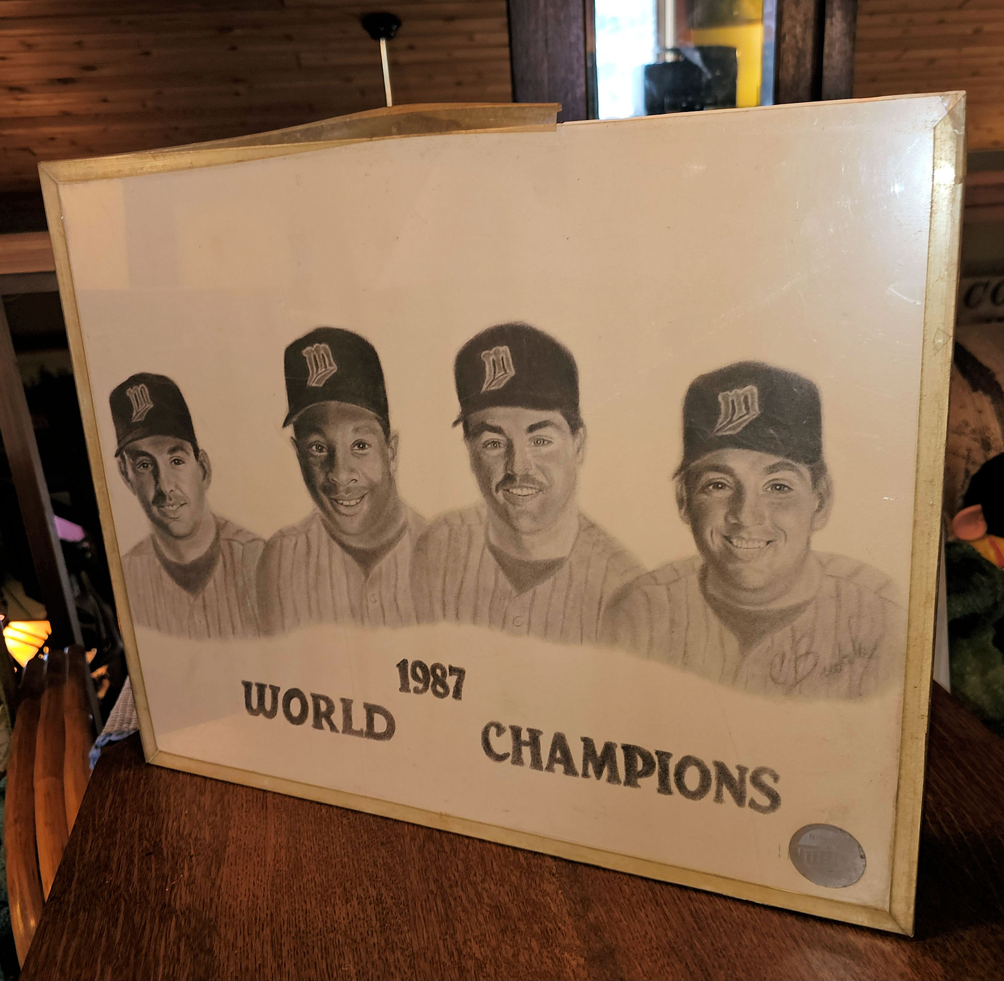 1987 World
                        Champions Charcoal Sketch by C. Buckley
