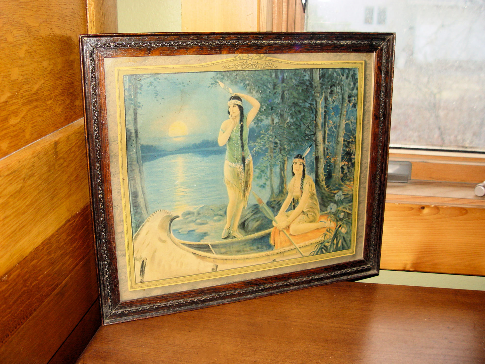 1930s Framed Print Indian
                                        Maidens Birch Canoe Charles
                                        Relyea