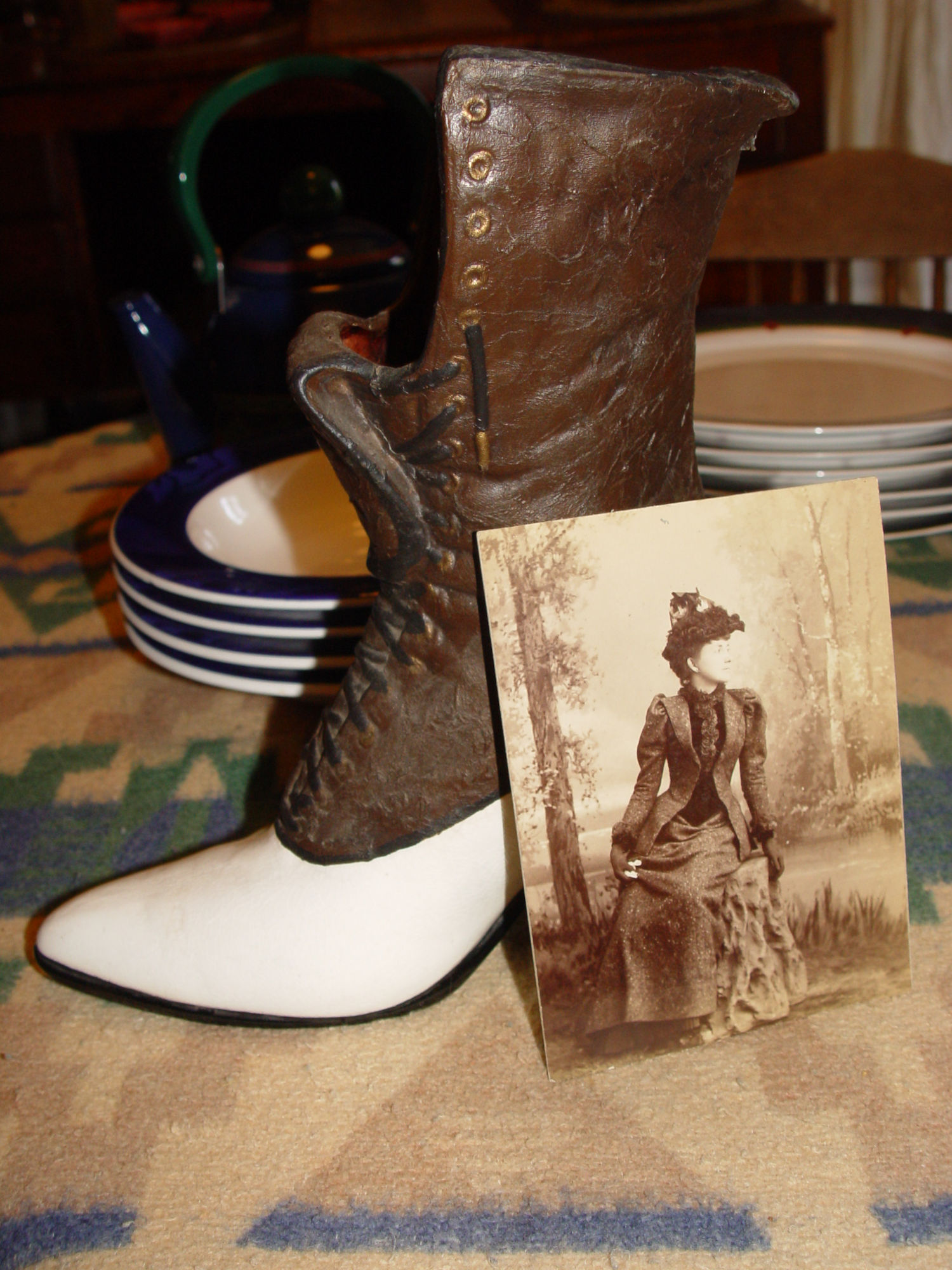 Vintage Victorian Ceramic
                                        Woman's Boot Vase