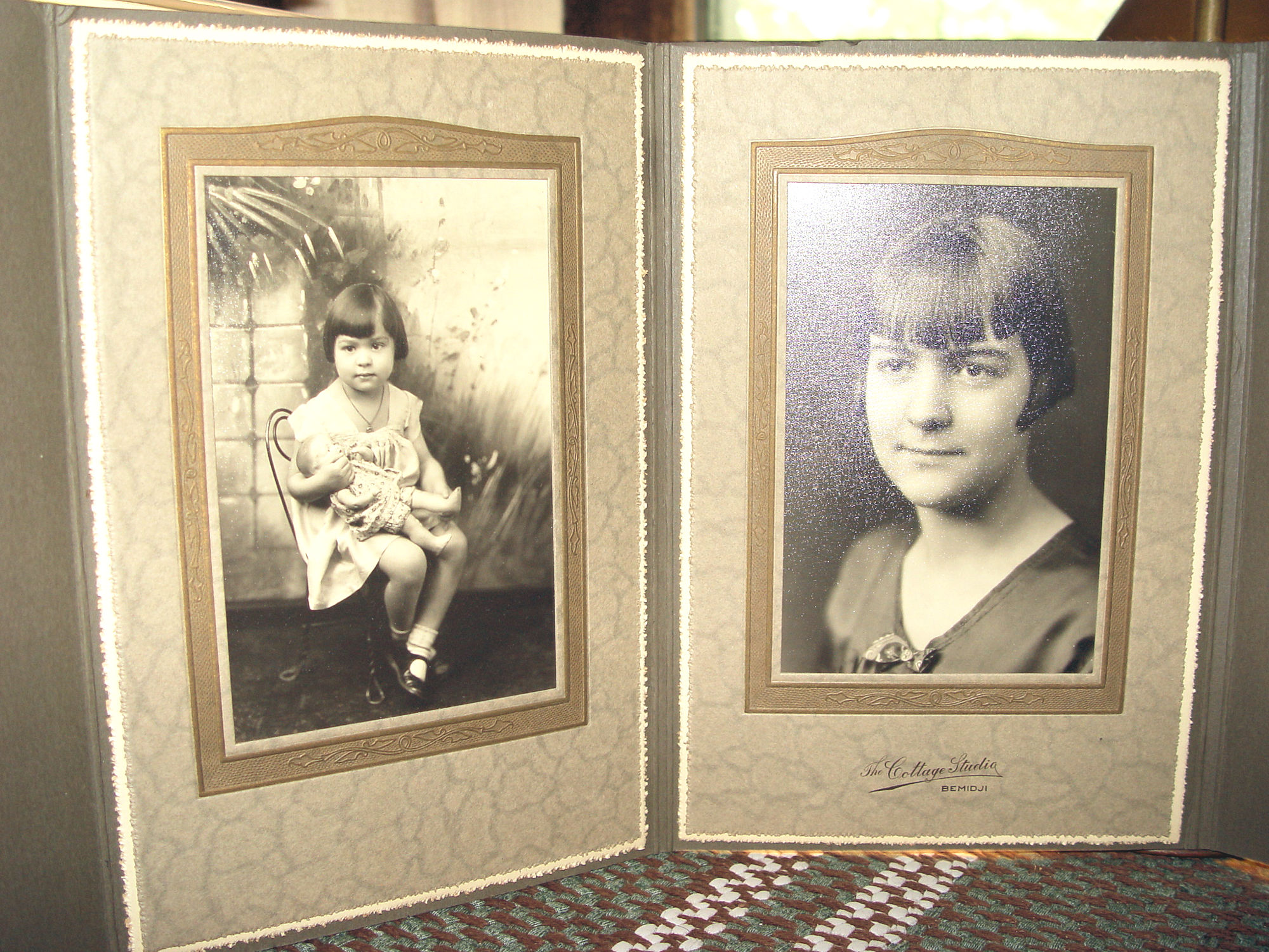 1920s Antique
                        Photo Portrait Sisters Baby Doll Bemidji
                        Minnesota