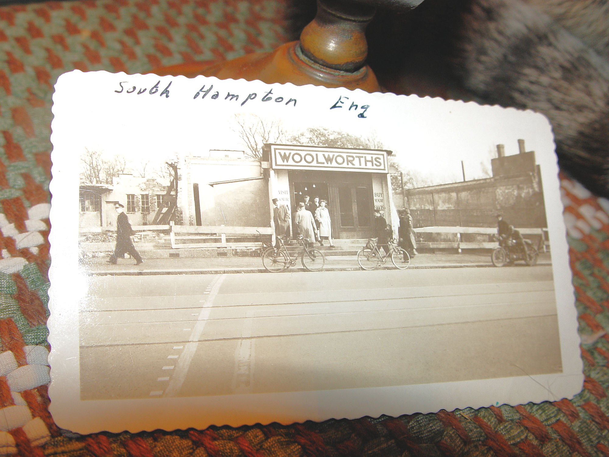 Early Woolworth
                        Store - S. Hampton, Eng. WWII Motorcycle,
                        Servicemen