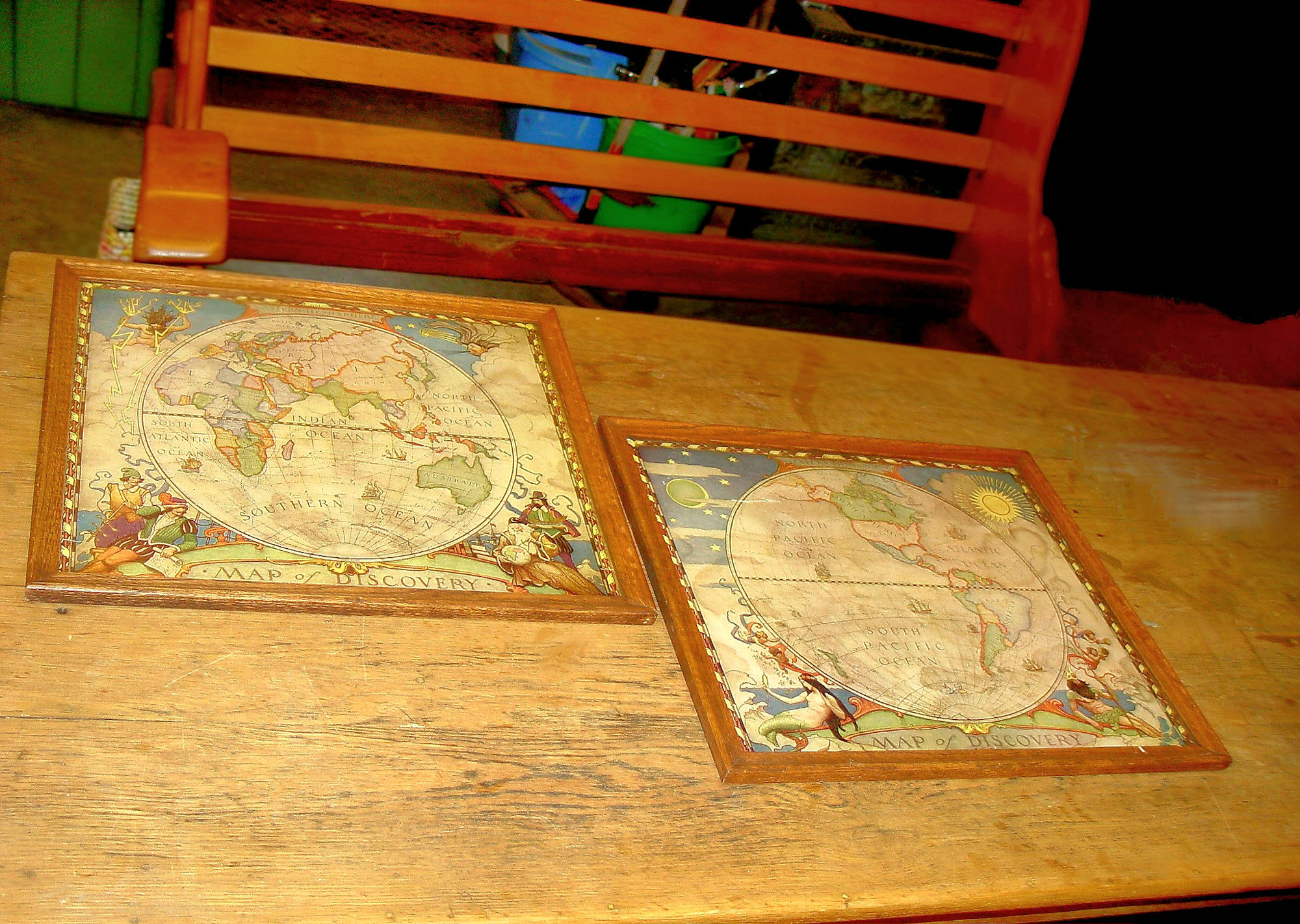 1928 Print Set N.C. Wyeth
                                        Mariner Chart Maps Eastern &
                                        Western Hemispheres
