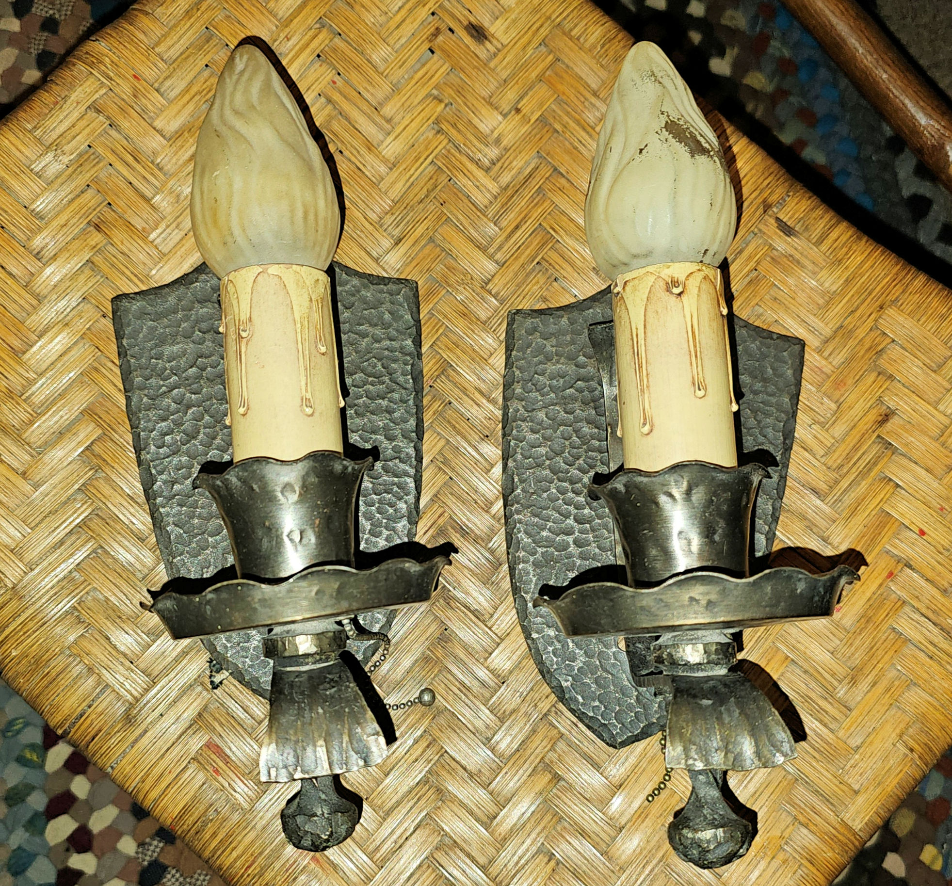 Antique French
                        Regency six-arm bronze chandelier