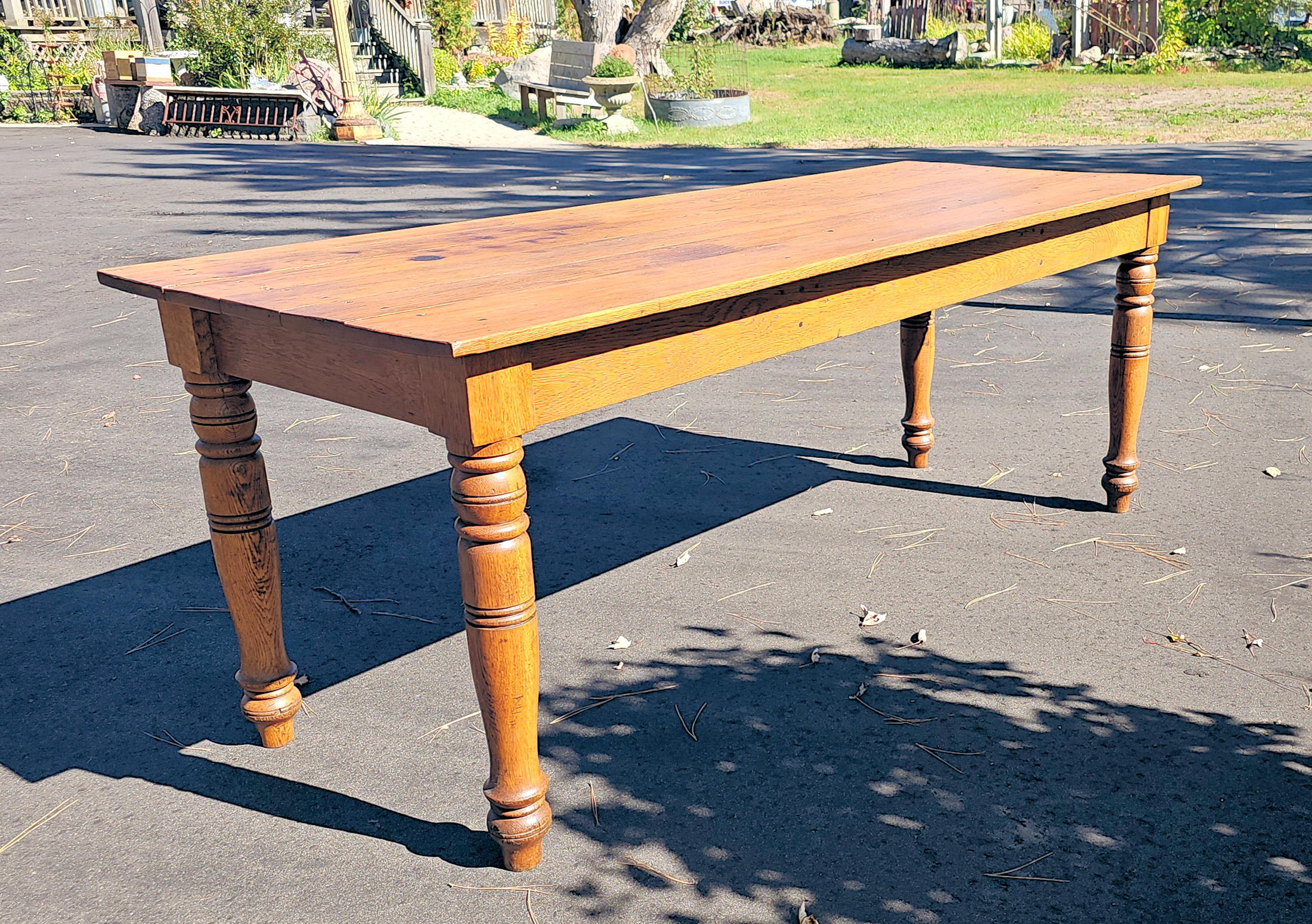 Late 1800s Oak Harvest
Table - Country Primitive -
Turned‑Leg Base