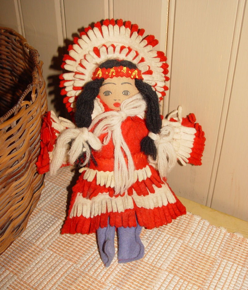 1940's Child's Cloth Native
                                        American Handmade Doll