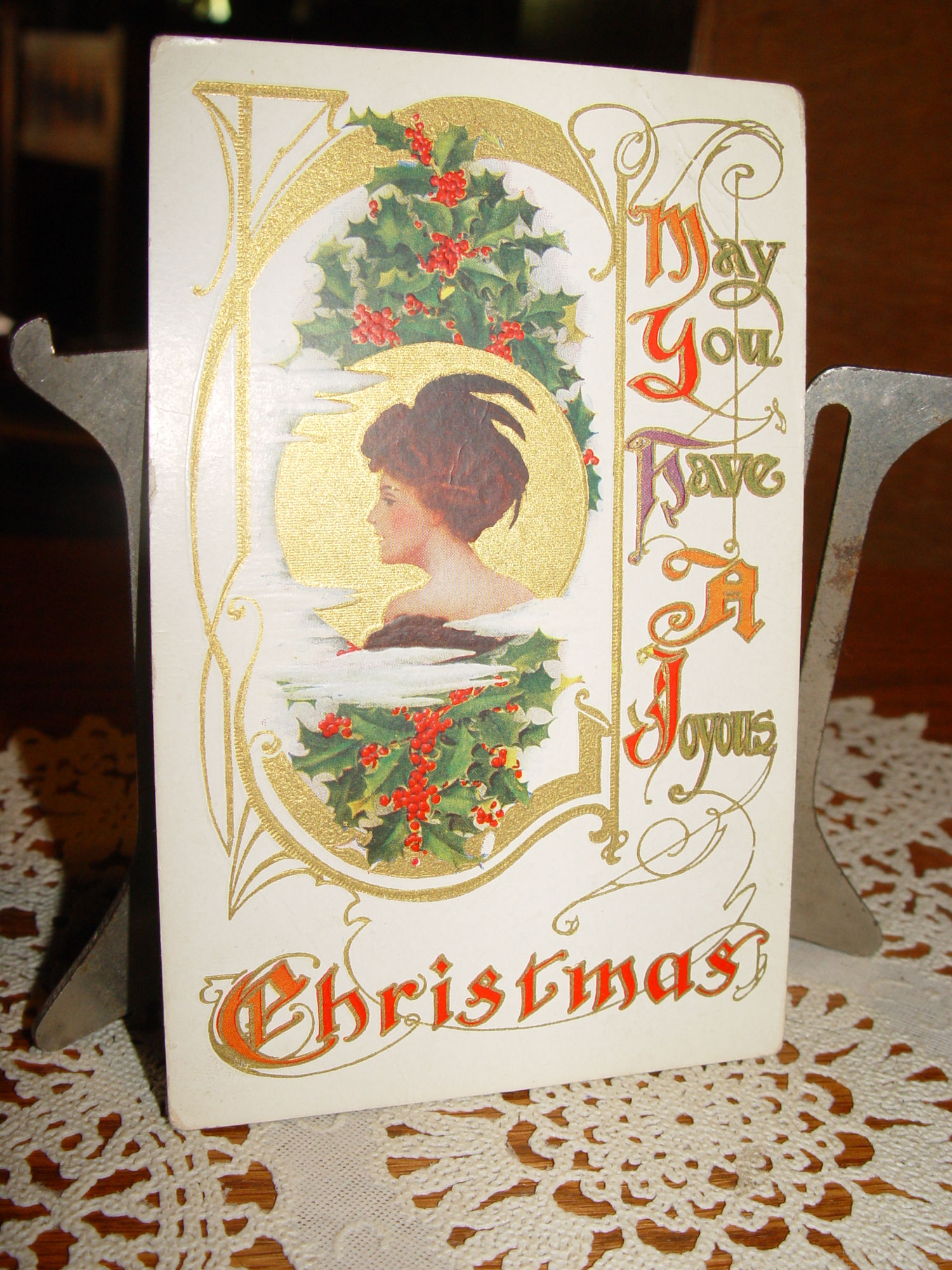 Victorian Joyous
                                                Christmas Postcard 1911;
                                                Gibson Girl Cameo