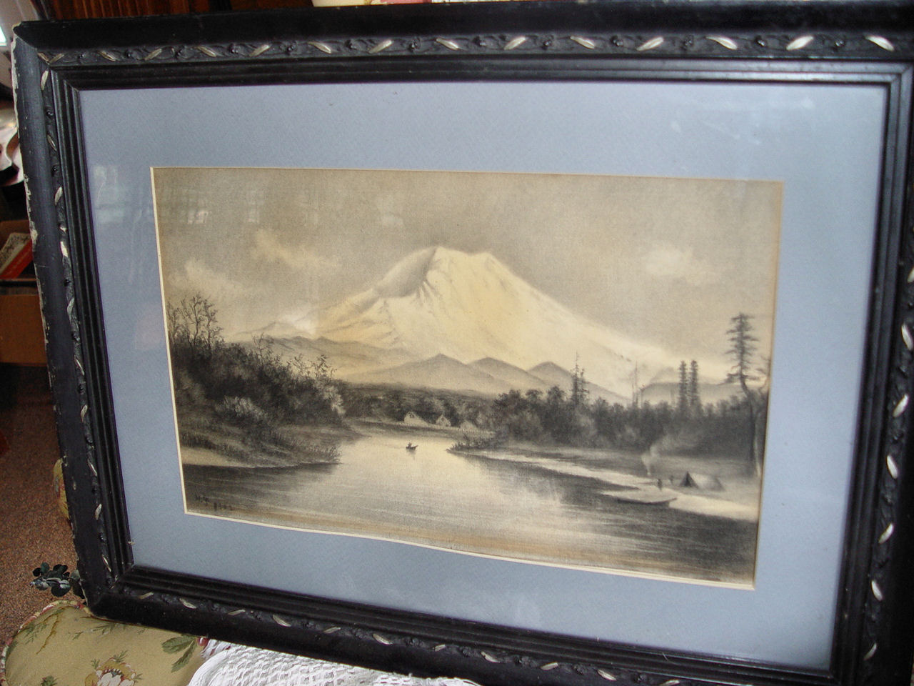 1902 Chalk Etching of Mount
                                        Rainier Hillsboro ND Framers