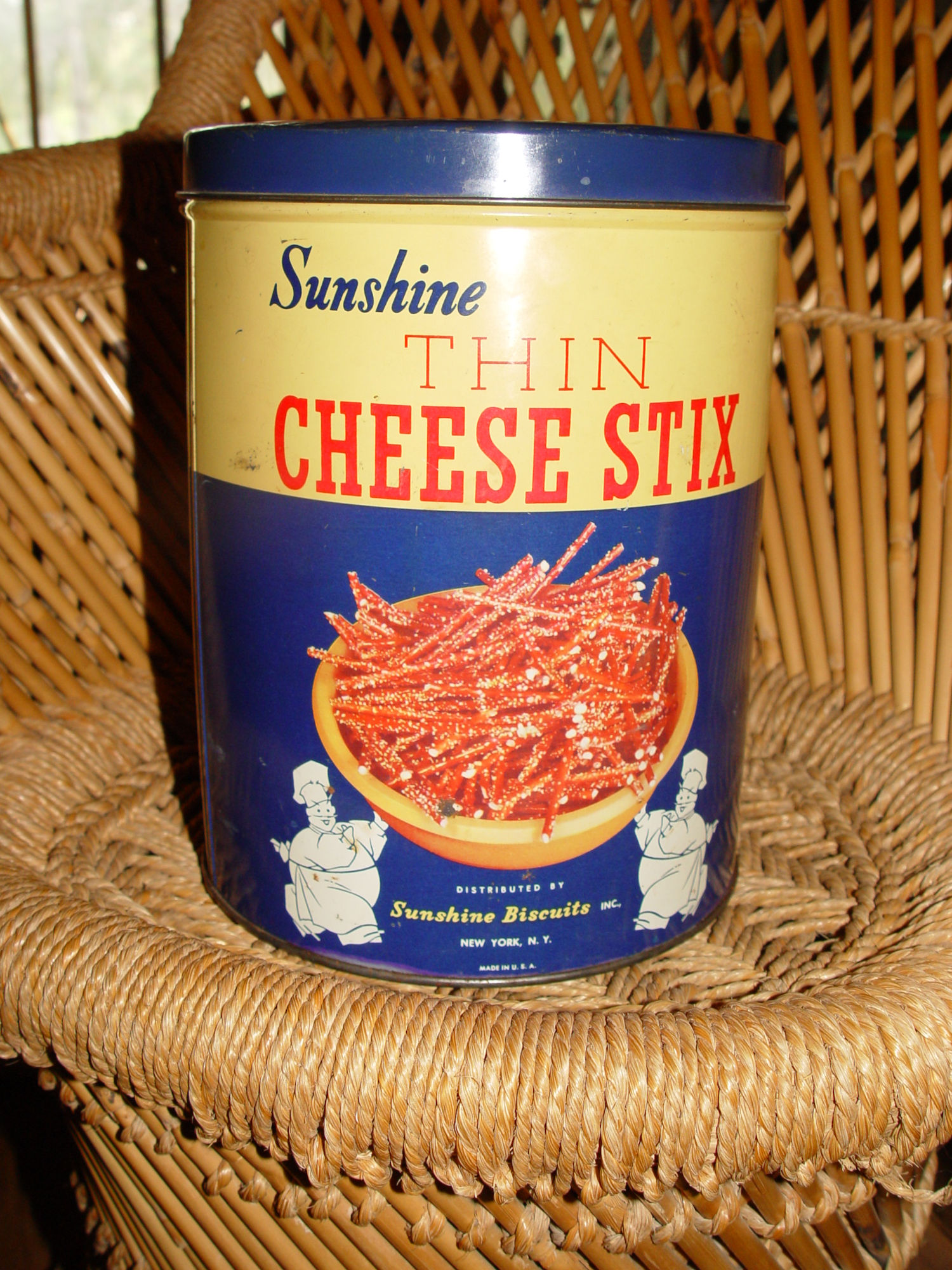 Sunshine Thin
                        Cheese Stix Advertising Tin, Great Colors