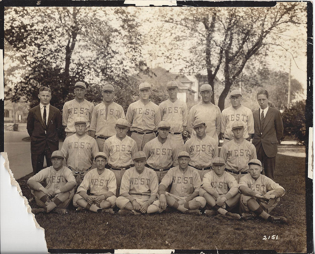 1920s 'West' Baseball Team
                                        Players, Uniforms College Town
                                        Wisconsin ?