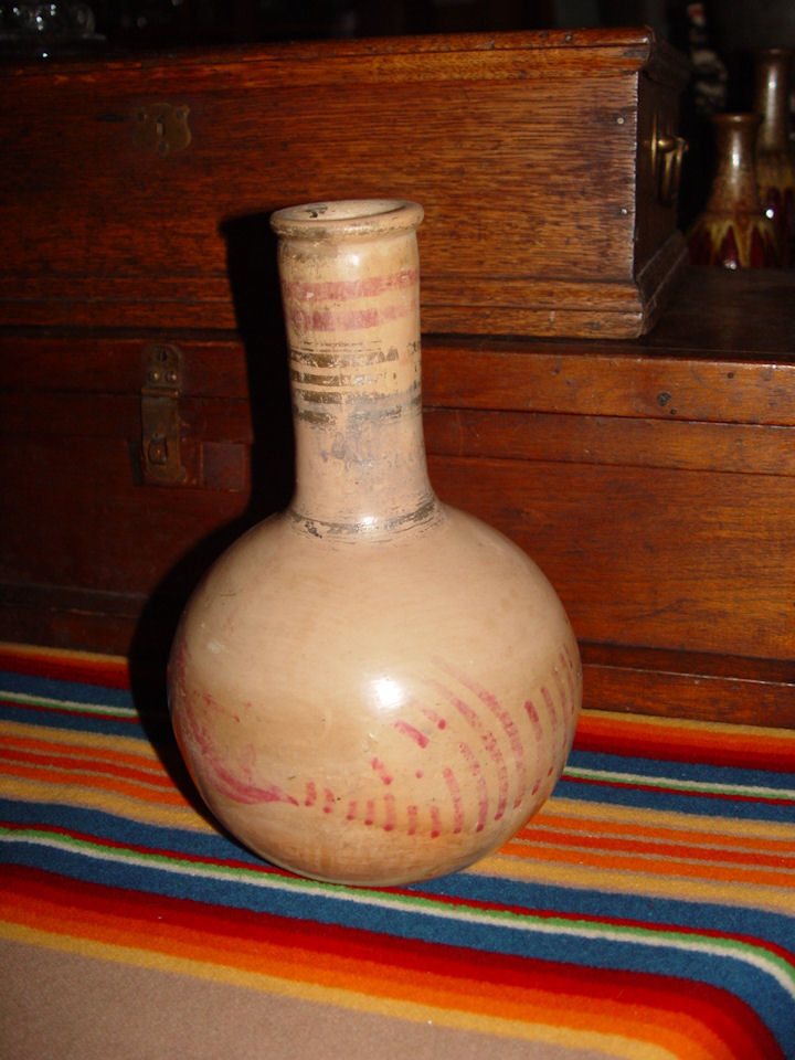 Tonala Mexican Clay Hand
                                        Painted Folk Art Water Jug