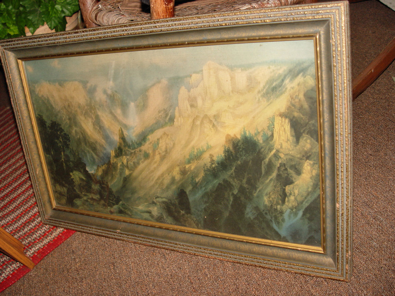 1920's 'The
                                        Grand Canyon of the Yellowstone'
                                        Framed Lithograph Print ~
                                        National Park Wyoming